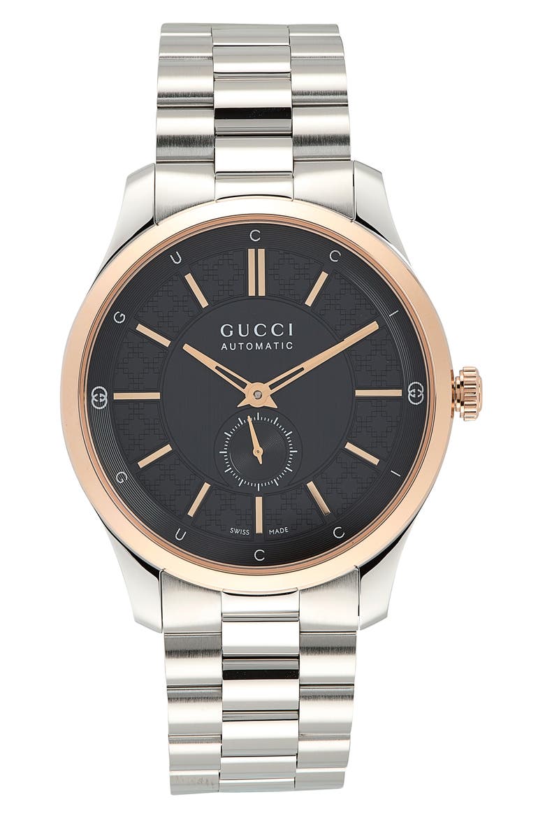 G-Timeless Slim Two-Tone Automatic Bracelet Watch, 40mm, Main, color, BLACK