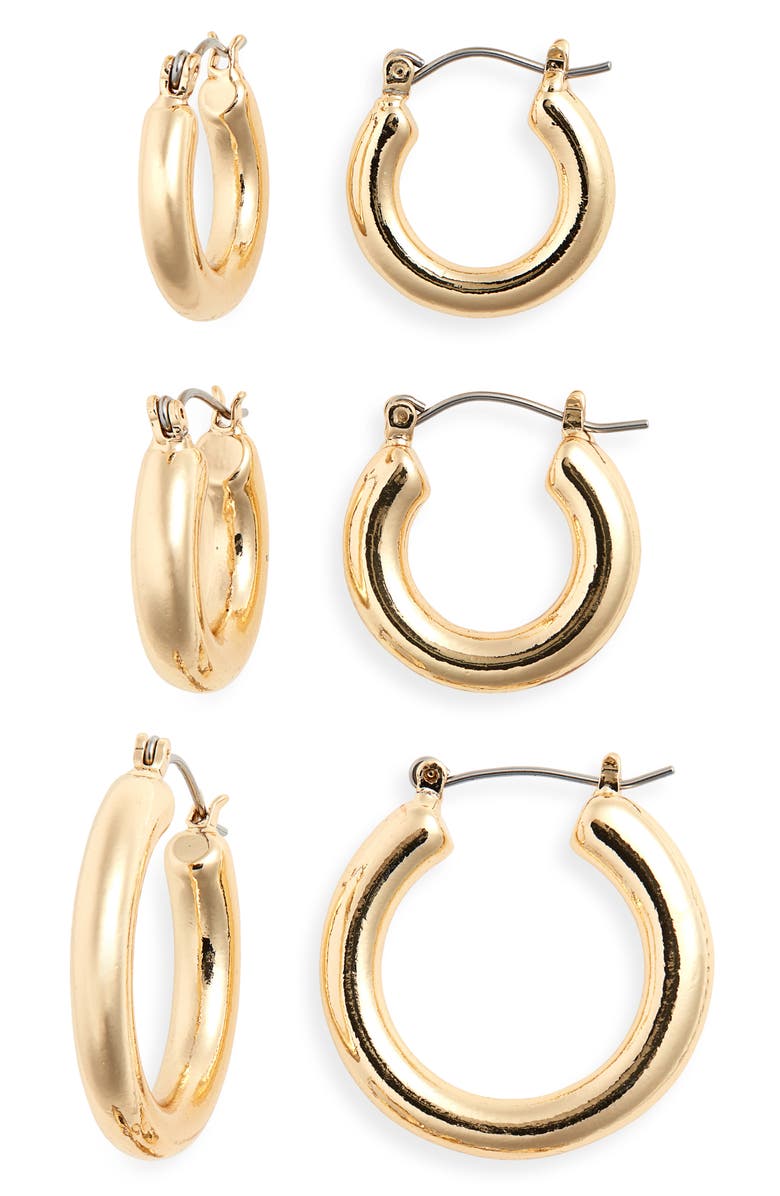BP. Set of 3 Tube Hoop Earrings, Main, color, 