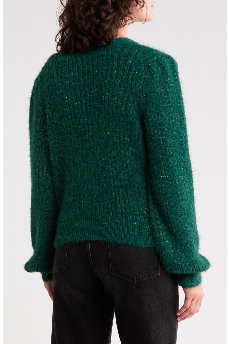 Metallic Mixed Cardigan, Alternate, color, HUNTER COMBO