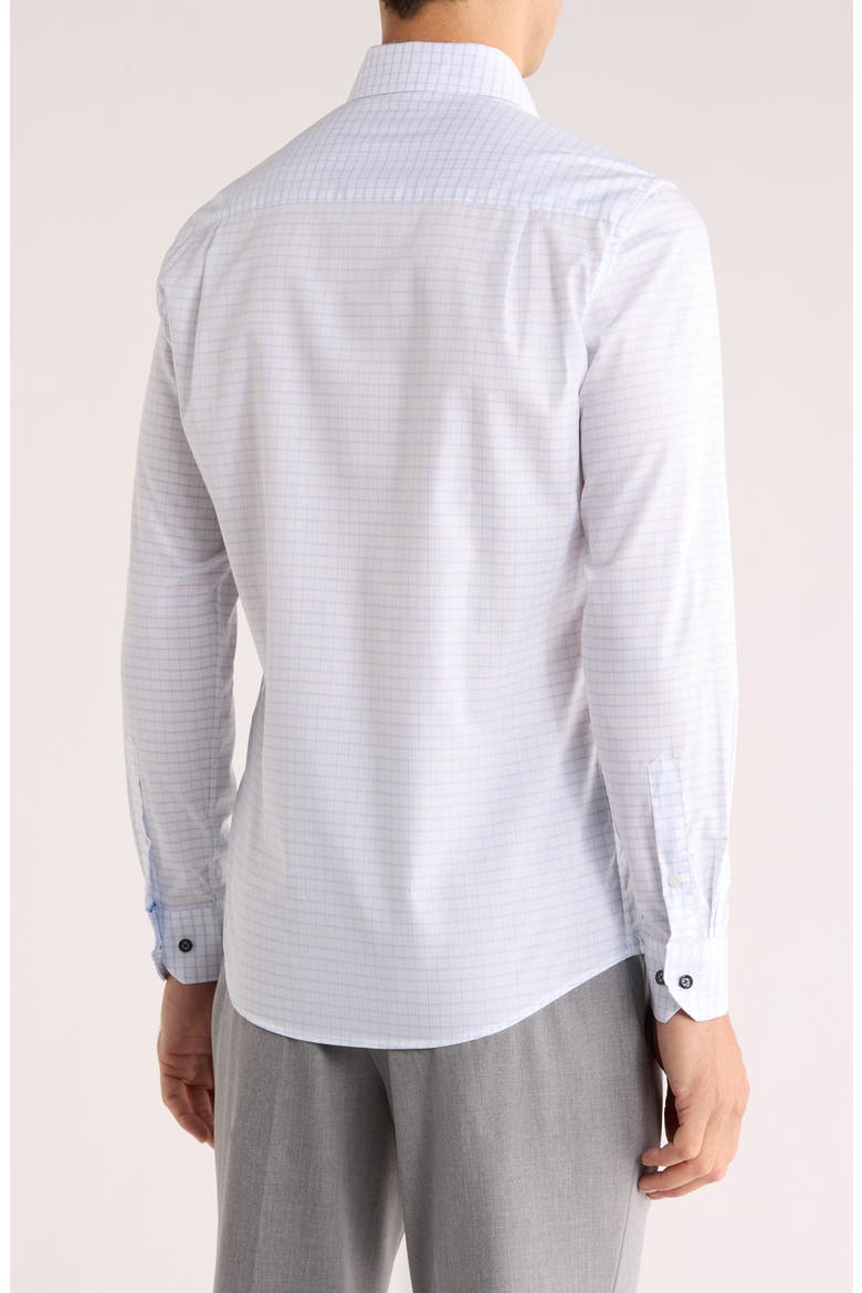 Tailored Fit Check Stretch Cotton Dress Shirt, Alternate, color, BLUE