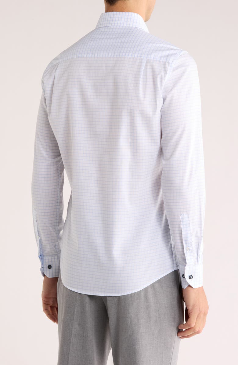 Duchamp Tailored Fit Check Stretch Cotton Dress Shirt, Alternate, color, Blue