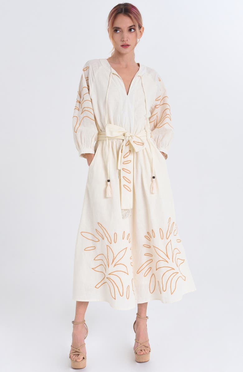 CIEBON Eliza Embroidered A-Line Dress, Alternate, color, Cream/Sand
