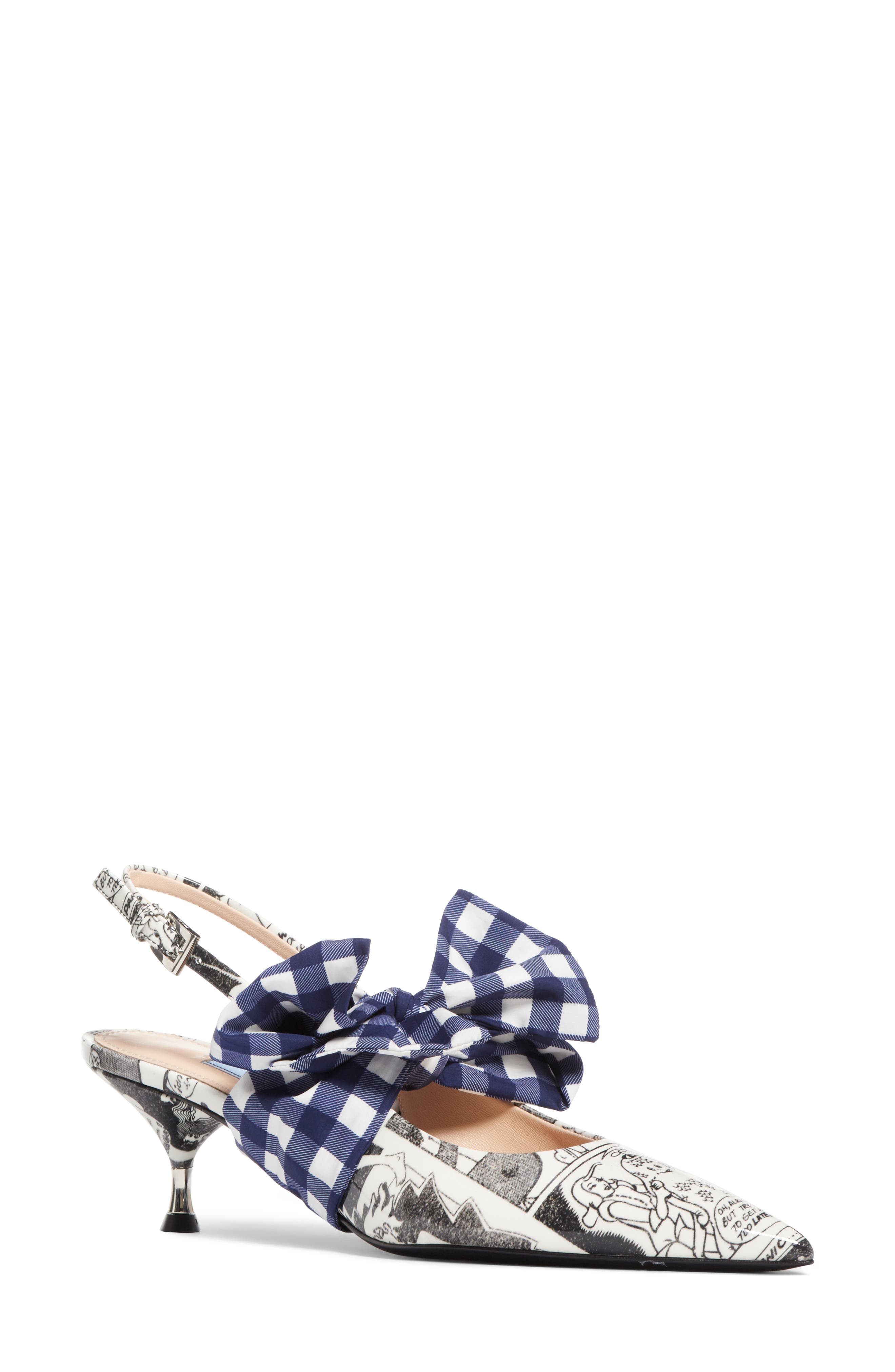 Prada Bow Pointy Toe Slingback Pump, Alternate, color, 