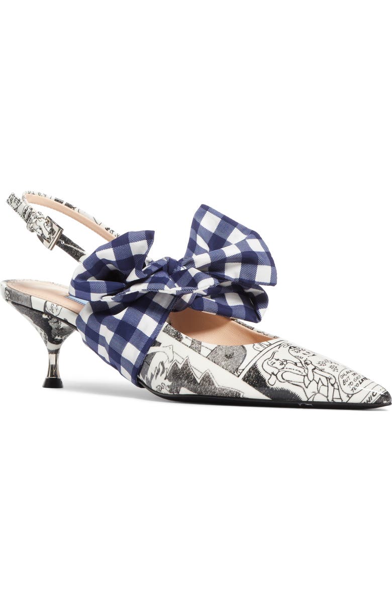 Prada Bow Pointy Toe Slingback Pump, Alternate, color,