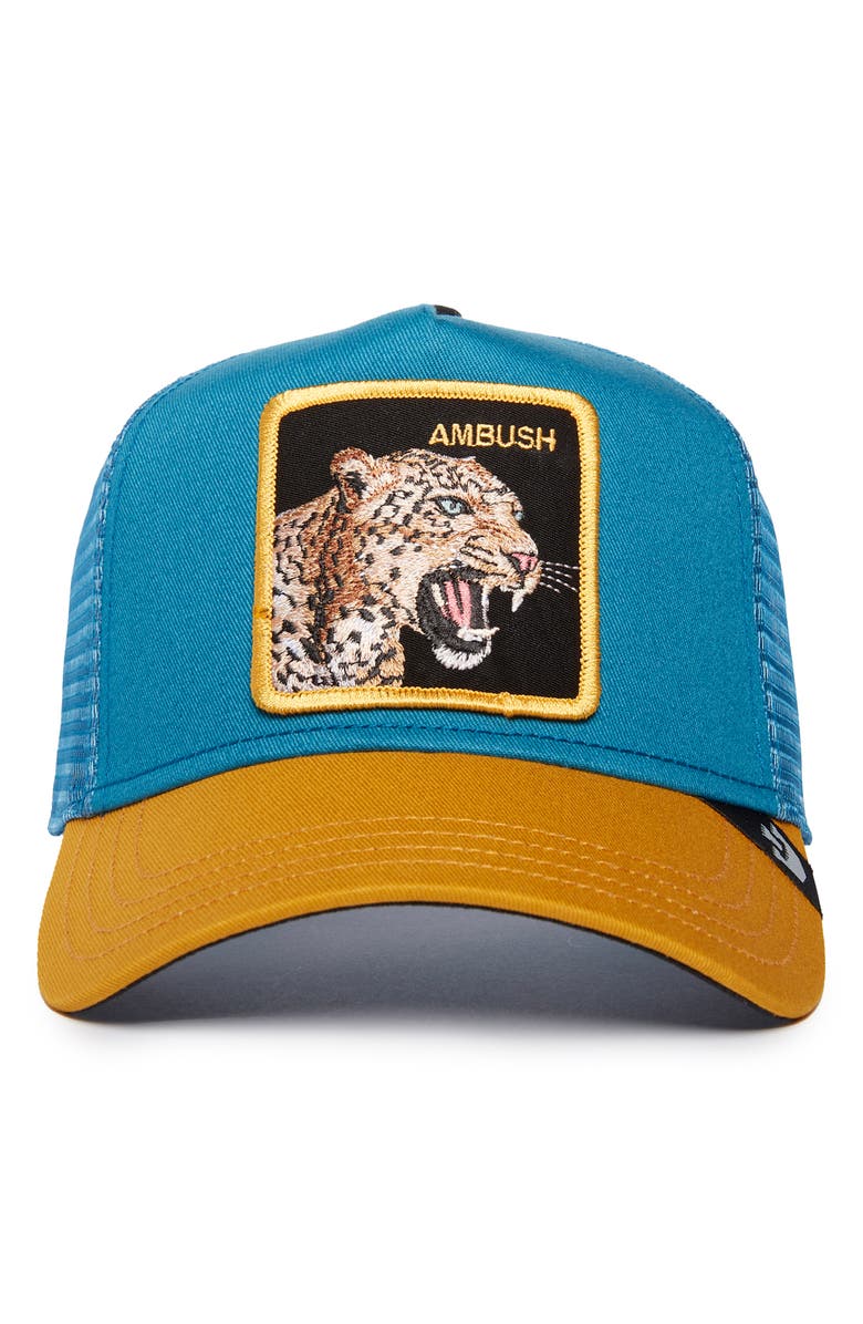 Goorin Bros. The Ambush Jaguar Snapback Trucker Hat, Alternate, color, Teal