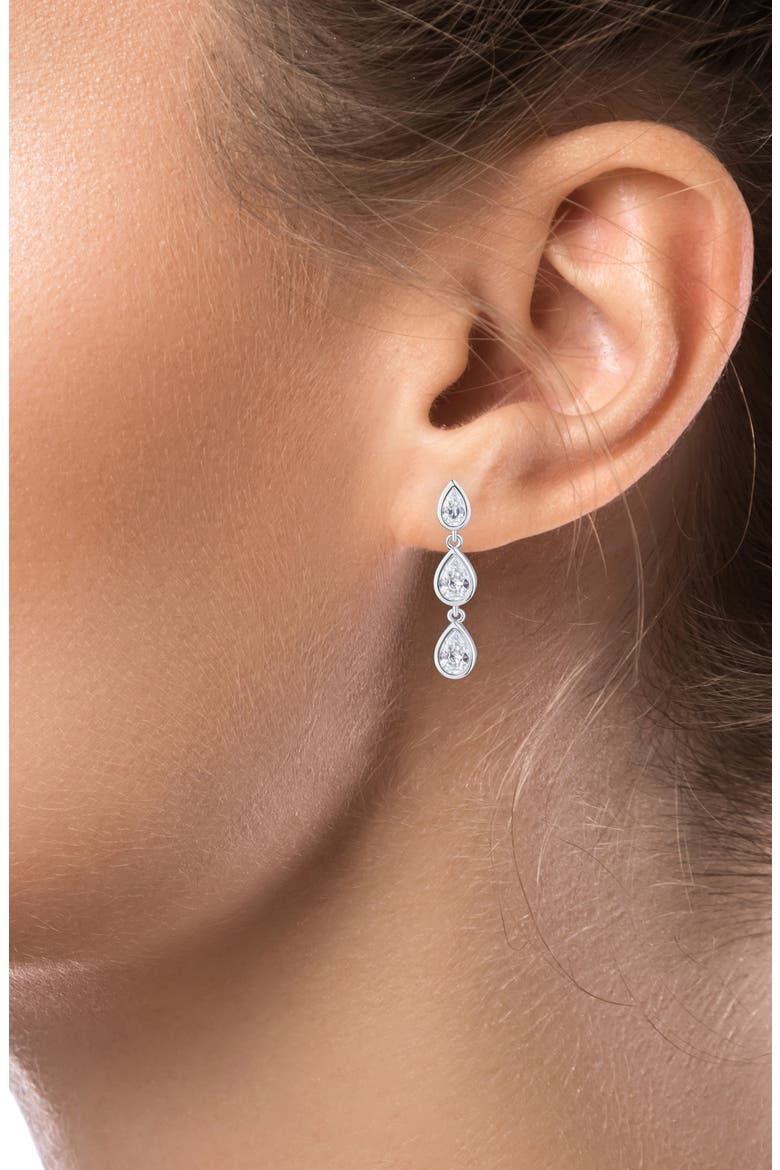 Pear Cubic Zirconia Linear Drop Earrings, Alternate, color, CLEAR/ SILVER