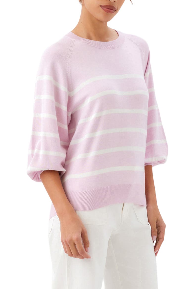 Placed Stripe Sweater, Alternate, color, ROSE/ OFF WHITE