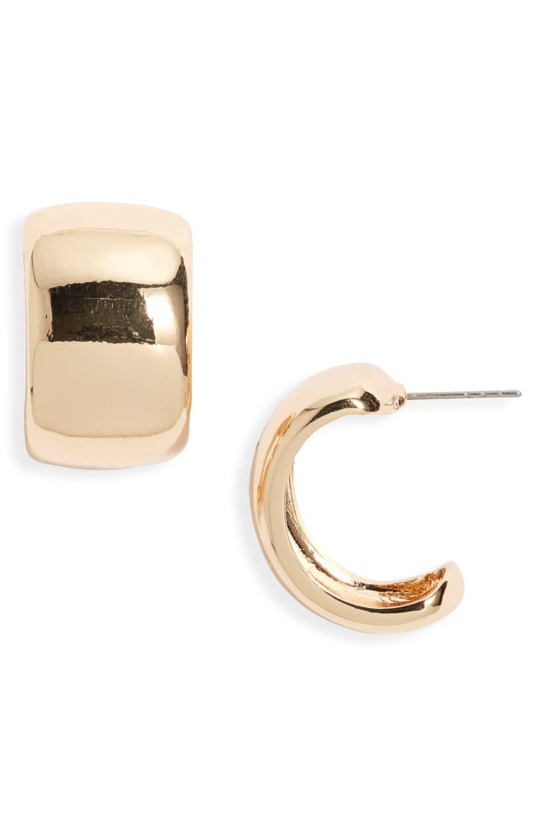 Open Edit Band Huggie Hoop Earrings, Main, color, Gold