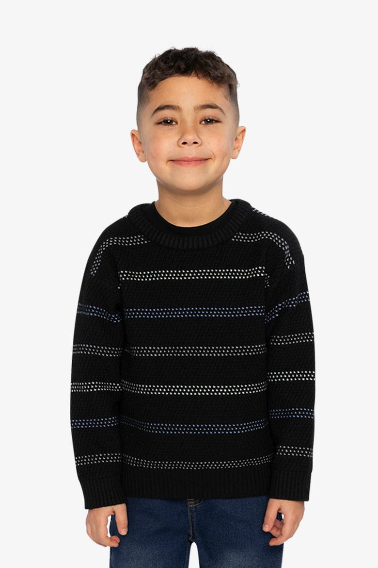 Striped Texture Ribbed Cuffs Sweater, Alternate, color, Black