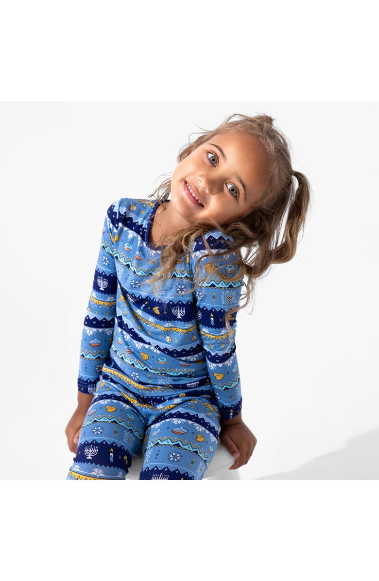 Bellabu Bear Kids' Hanukkah Fair Isle Set of 2 Piece Pajamas, Alternate, color, Hanukkah Fair Isle