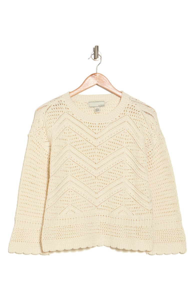 BY DESIGN Eliana Openwork Sweater, Alternate, color, Antique White