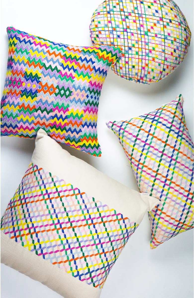 Archive New York Cotzal Brocade Handwoven Cotton Circle Pillow, Alternate, color, Multi