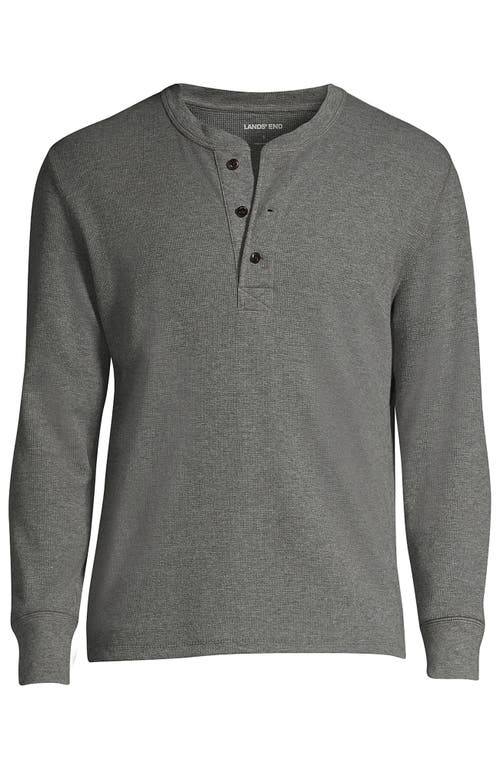 Lands' End Long Sleeve Thermal Waffle Henley In Gray