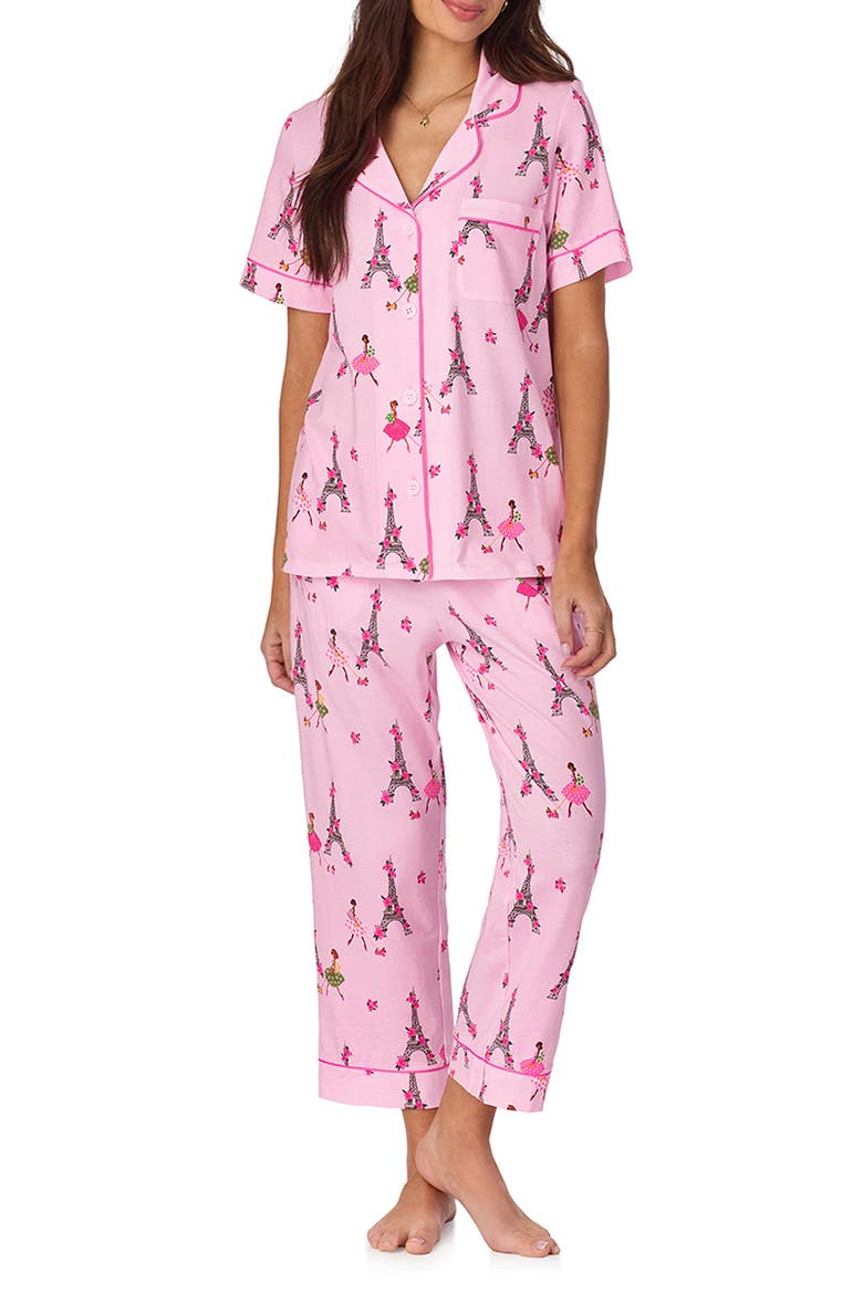 Print Crop Stretch Jersey Pajamas, Main, color, TRES CHIC