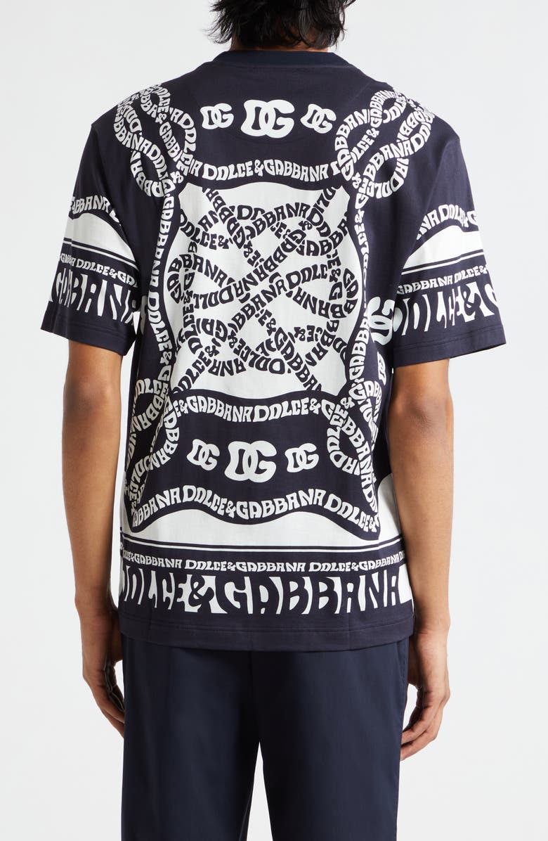 Dolce&Gabbana Marina Print Cotton T-Shirt, Alternate, color, Marina Blue