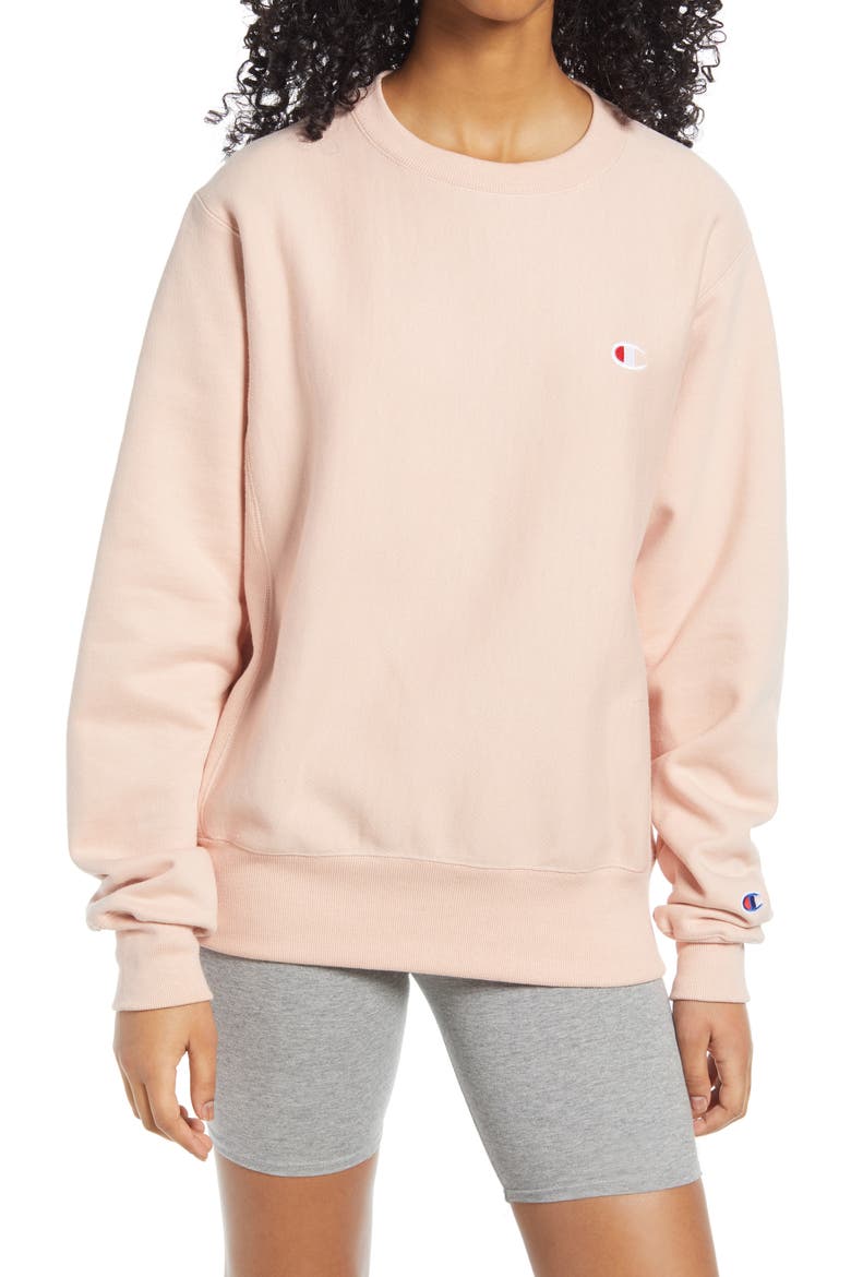 Reverse Weave® Boyfriend Sweatshirt, Main, color, BLUSHING PEACH