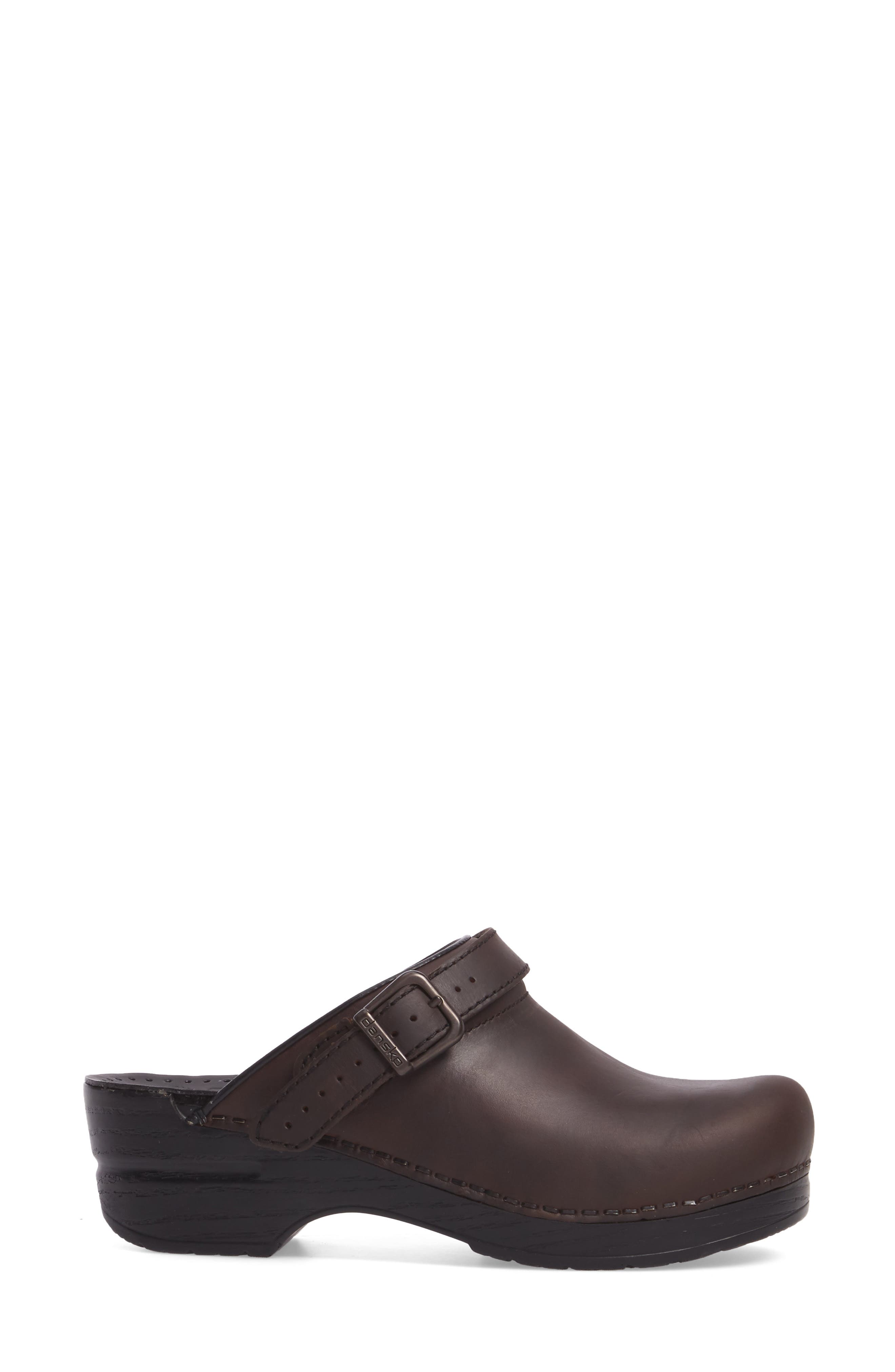 Ingrid Clog, Alternate, color, ANTIQUE BROWN LEATHER