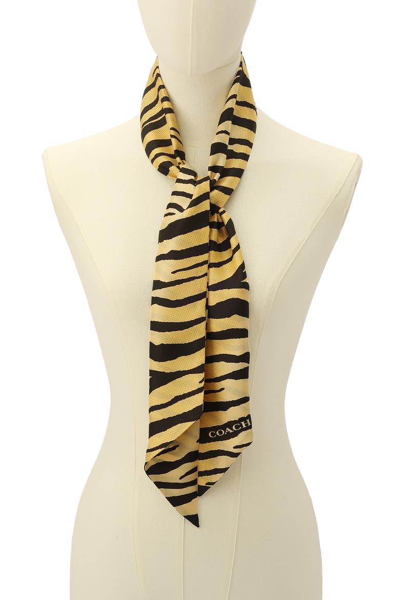 Tiger Stripe Wide Silk Scarf, Alternate, color, YELLOW/ BLACK
