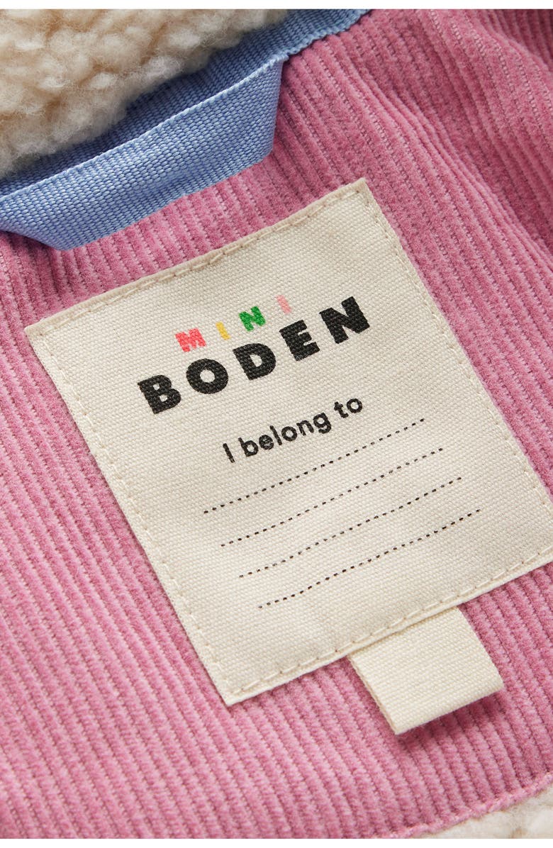 Mini Boden Kids' Cozy Corduroy Puffer Jacket, Alternate, color, Metallic Colourblock