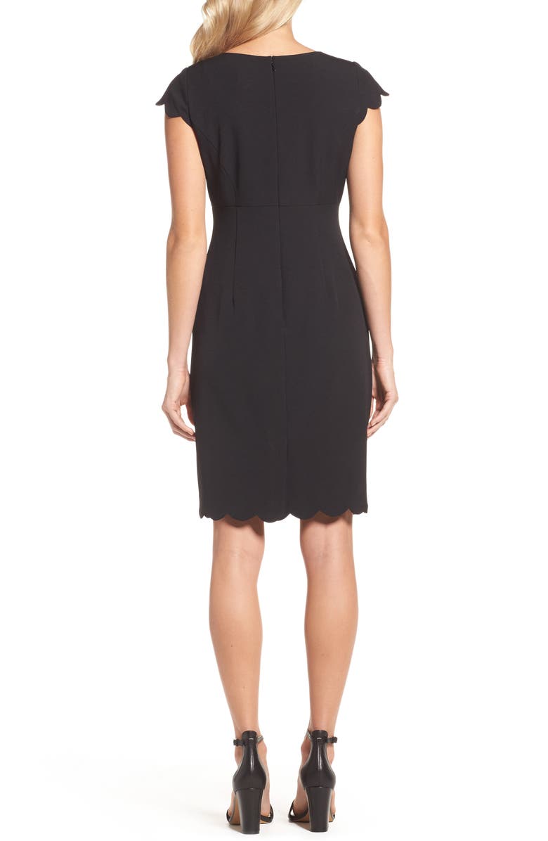 Adrianna Papell Scalloped Crepe Sheath Dress, Alternate, color,