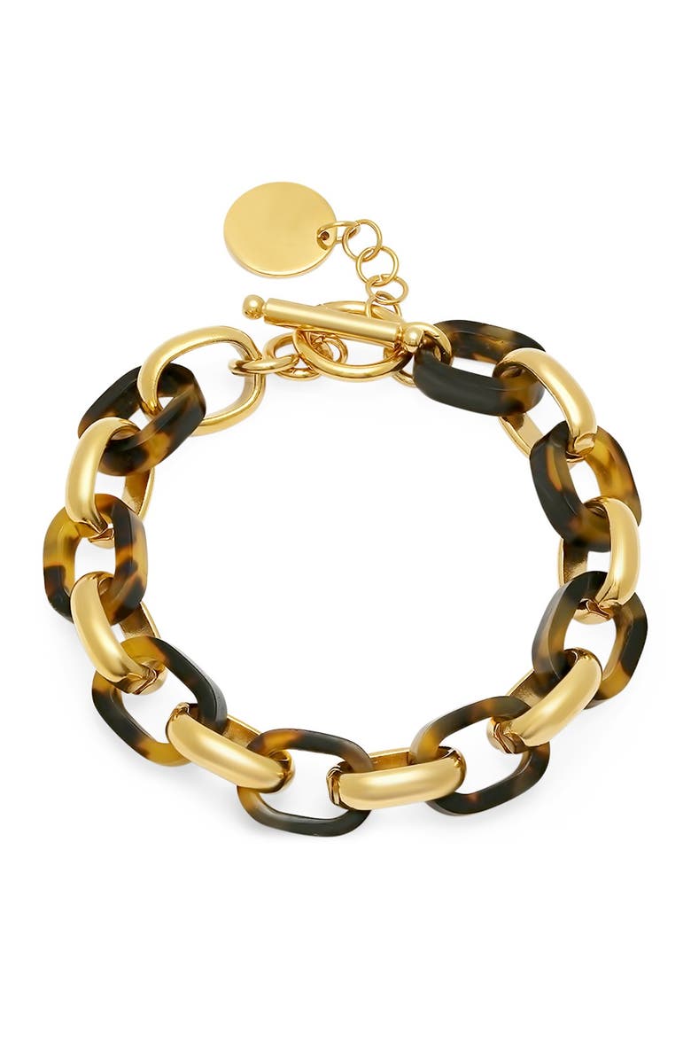 Simulated Tortoise Shell Link Bracelet, Main, color, yellow