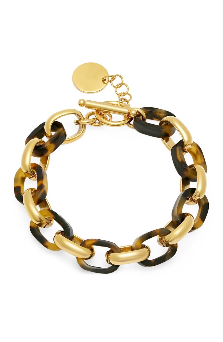 HMY JEWELRY Simulated Tortoise Shell Link Bracelet, Main, color, Yellow