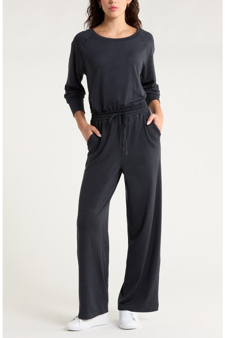 Restore Soft Cozy Long Sleeve Jumpsuit, Main, color, BLACK