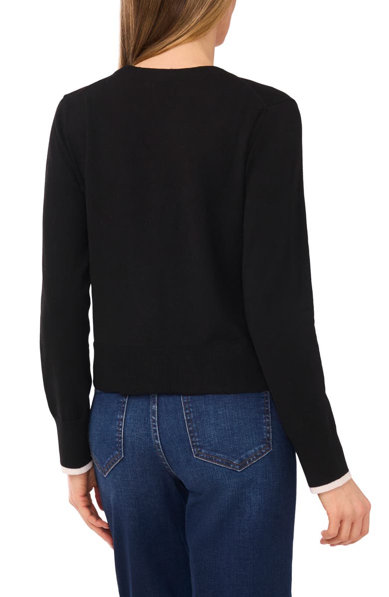 CeCe Crochet Flower Accent Cardigan, Alternate, color, 