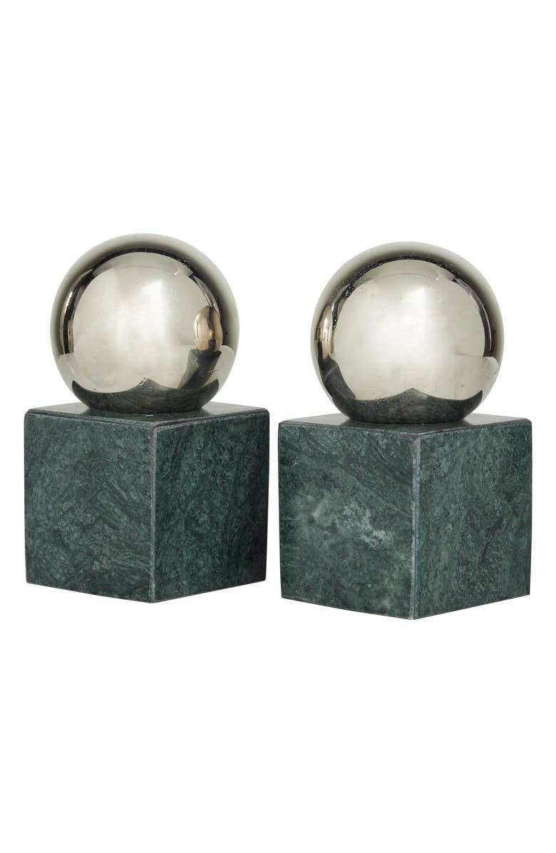 COSMO BY COSMOPOLITAN Silver Marble Orb Bookends, Alternate, color,