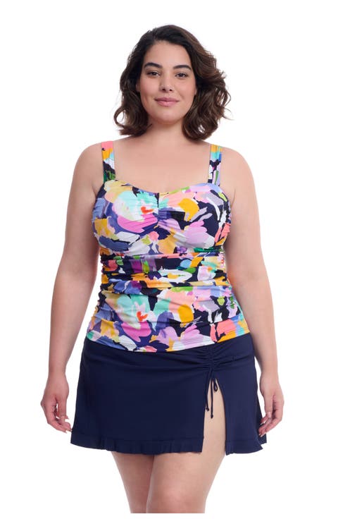 Holi Full Figure Center Ruched Tankini Underwire Swim Top
