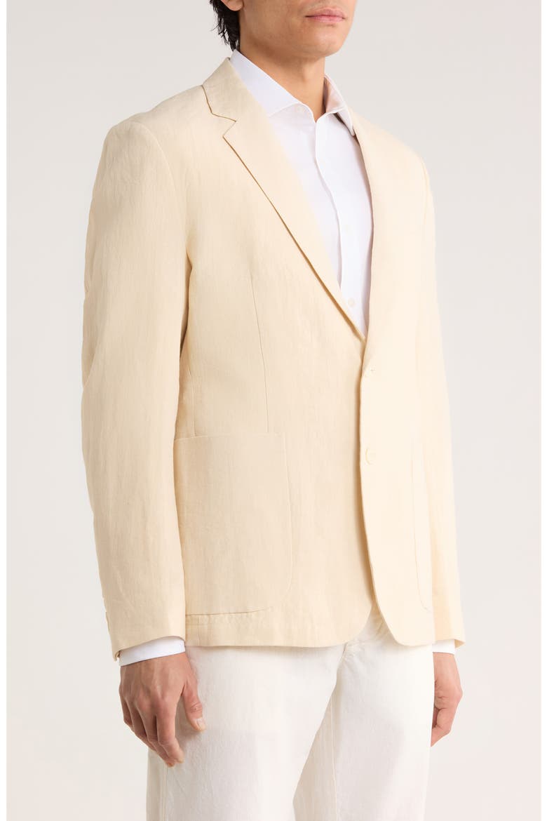 Tailored Fit Solid Linen Blazer, Alternate, color, CREAM