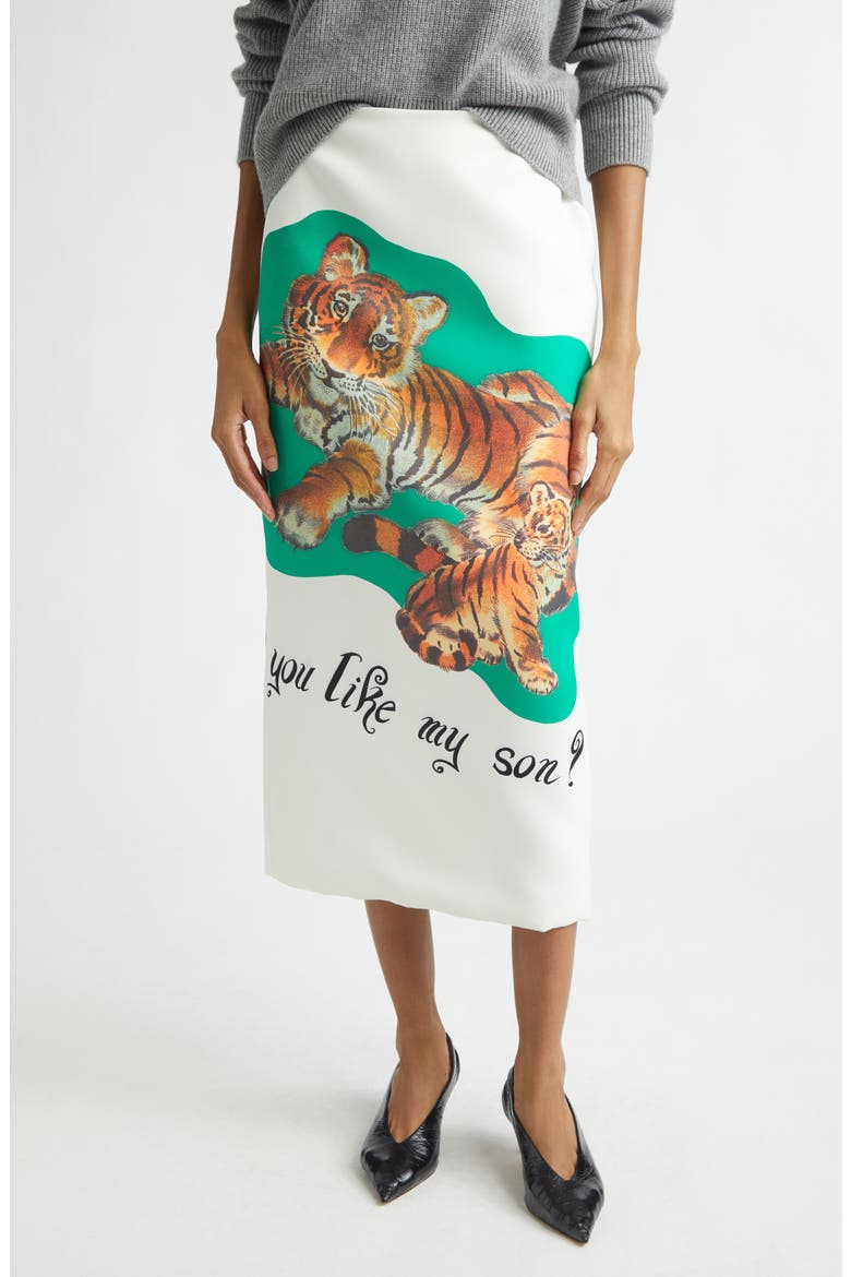 Brandon Maxwell The Mercer Tiger Print Pencil Skirt (Women