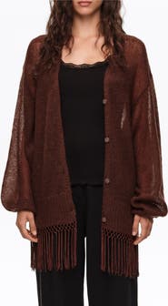 BIMBA Y LOLA Long Fringed Cardigan