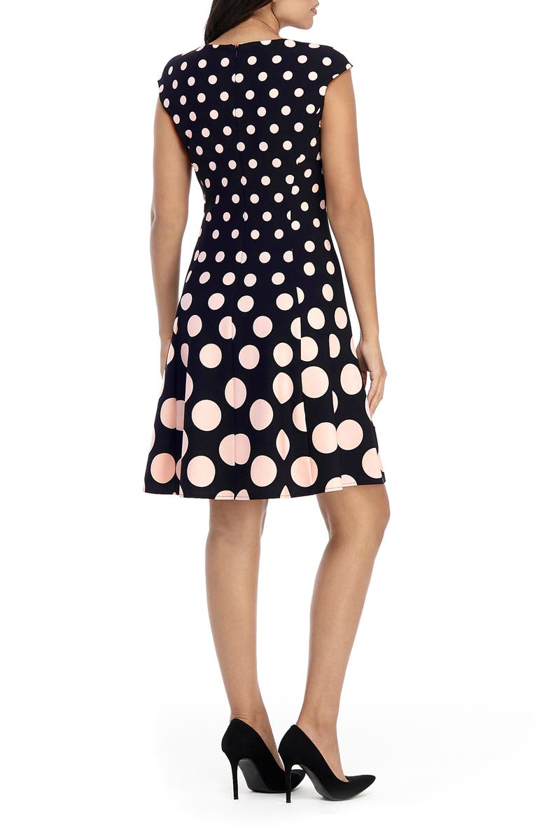 London Times Polka Dot Fit & Flare Dress, Alternate, color, 