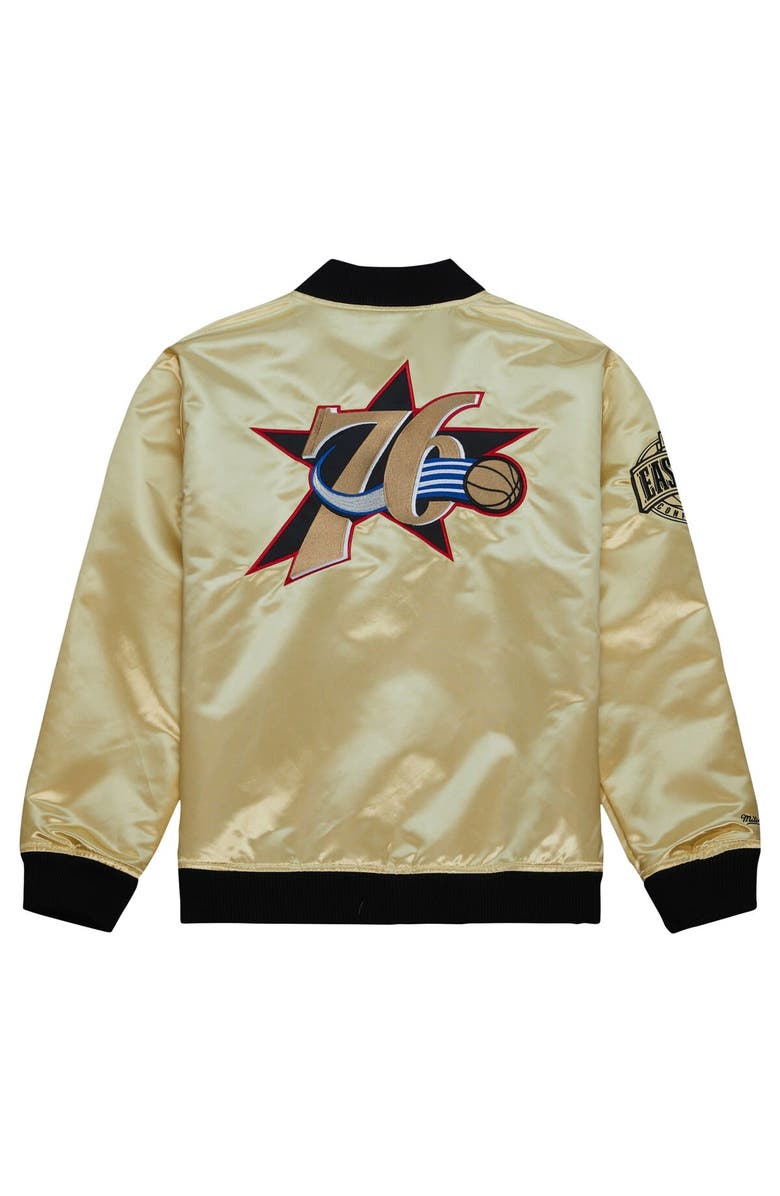 Mitchell & Ness Men's Mitchell & Ness Gold Philadelphia 76ers Team OG 2.0 Vintage Logo Satin Full-Zip Jacket, Alternate, color, 