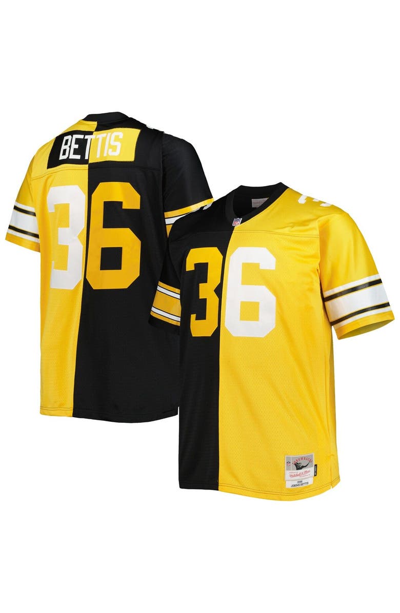 Mitchell & Ness Men's Mitchell & Ness Jerome Bettis Black/Gold Pittsburgh Steelers Big & Tall Split Legacy Retired Player Replica Jersey, Main, color, 