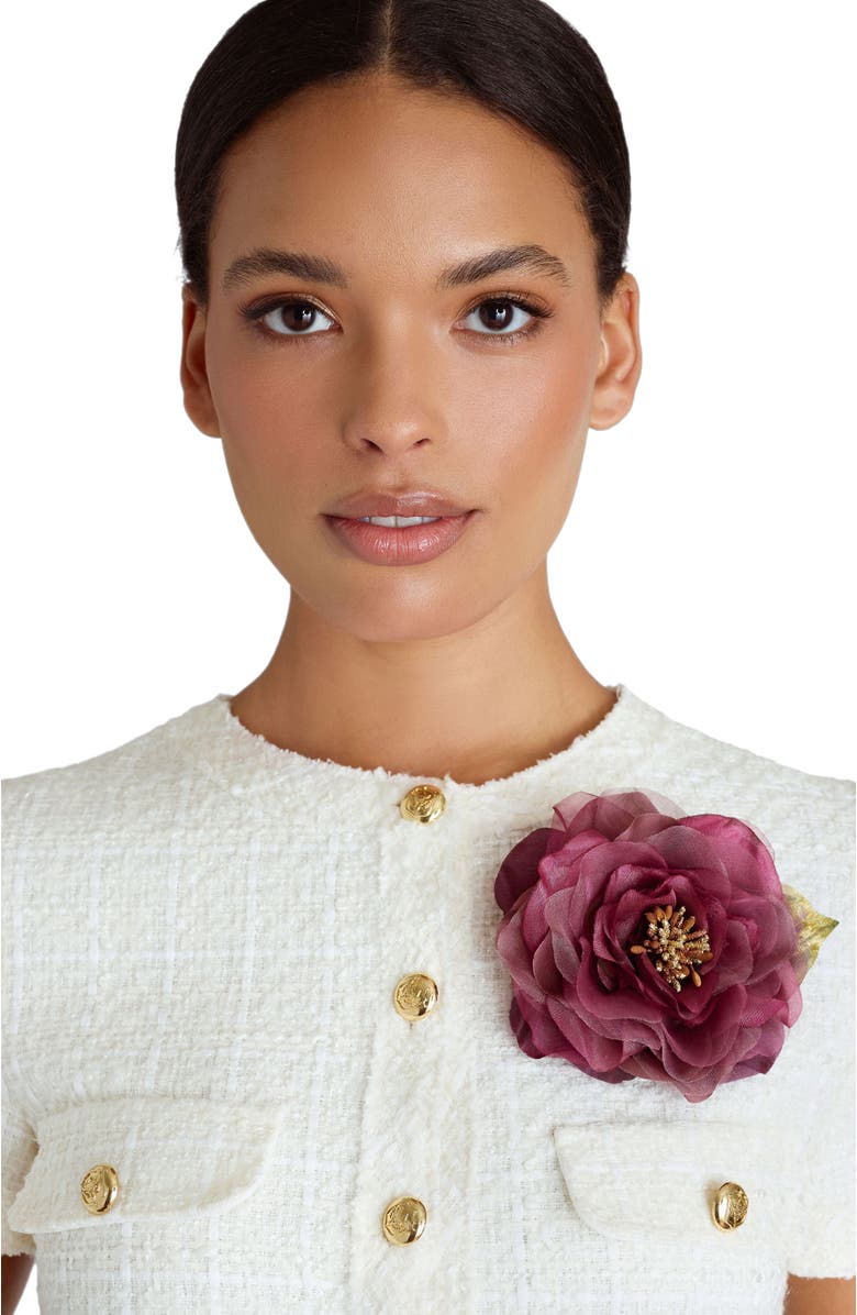 Helena Simon The Mauve Open Rose Floral Brooch, Alternate, color, Mauve
