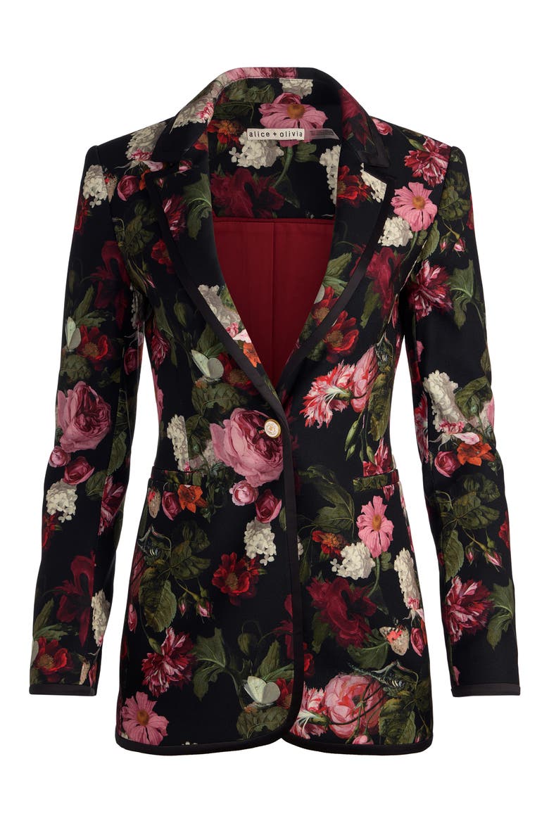 Breann Floral Fitted Blazer, Alternate, color, BE STILL