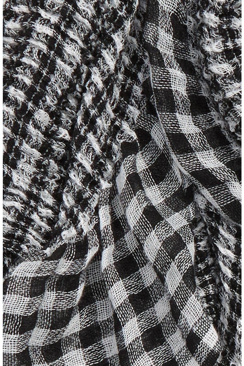 Penny Gingham Frill Scarf, Alternate, color, BLACK