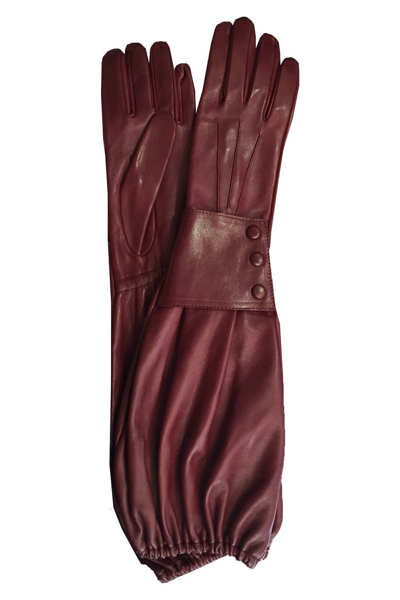 Belle Leather Gaunlet Gloves, Main, color, BORDEAUX