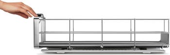 pull-out cabinet organizer, grey plastic with heavy-gauge steel frame
