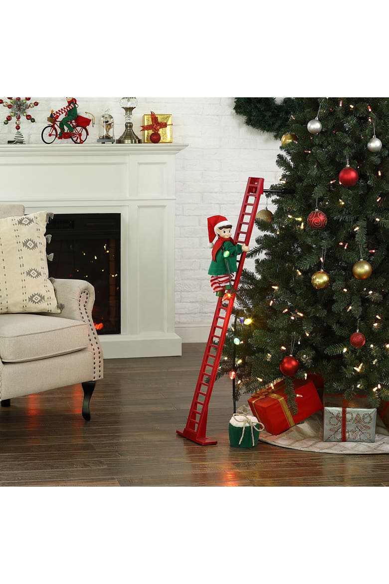 43 in. Animated Ladder Climbing Elf, Alternate, color, Multicolor