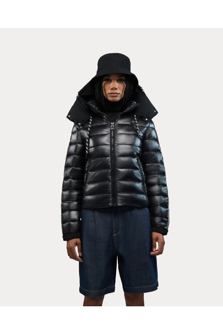 Rousset Lightweight Cinched Puffer Jacket with Contrast Detailing, Main, color, Black