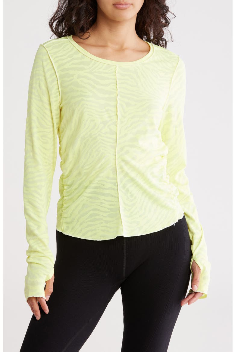 FP Movement Right on Run Long Sleeve Jacquard Top, Main, color, NEON YELLOW