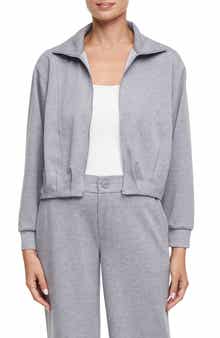 Three Dots Bubble Hem Full Zip Jacket