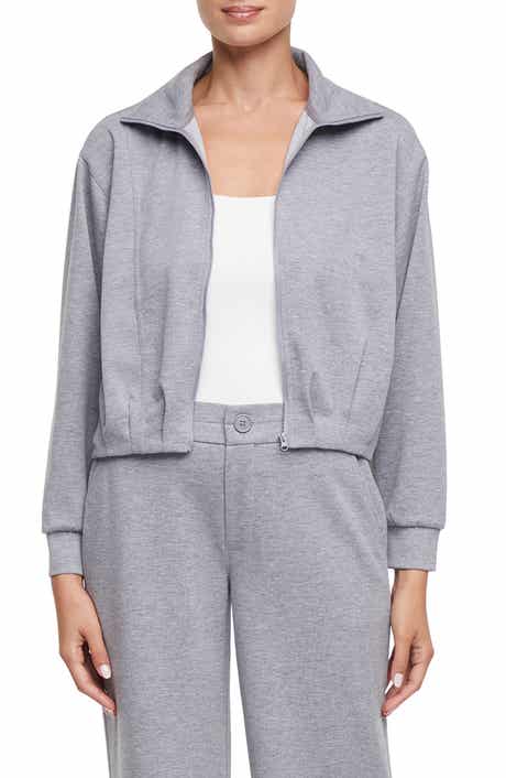 Three Dots Bubble Hem Full Zip Jacket