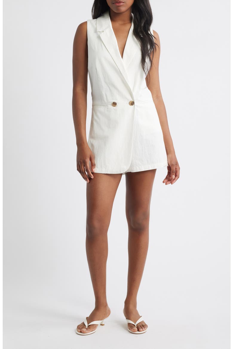 Cotton & Linen Romper, Main, color, CLOUD BURST