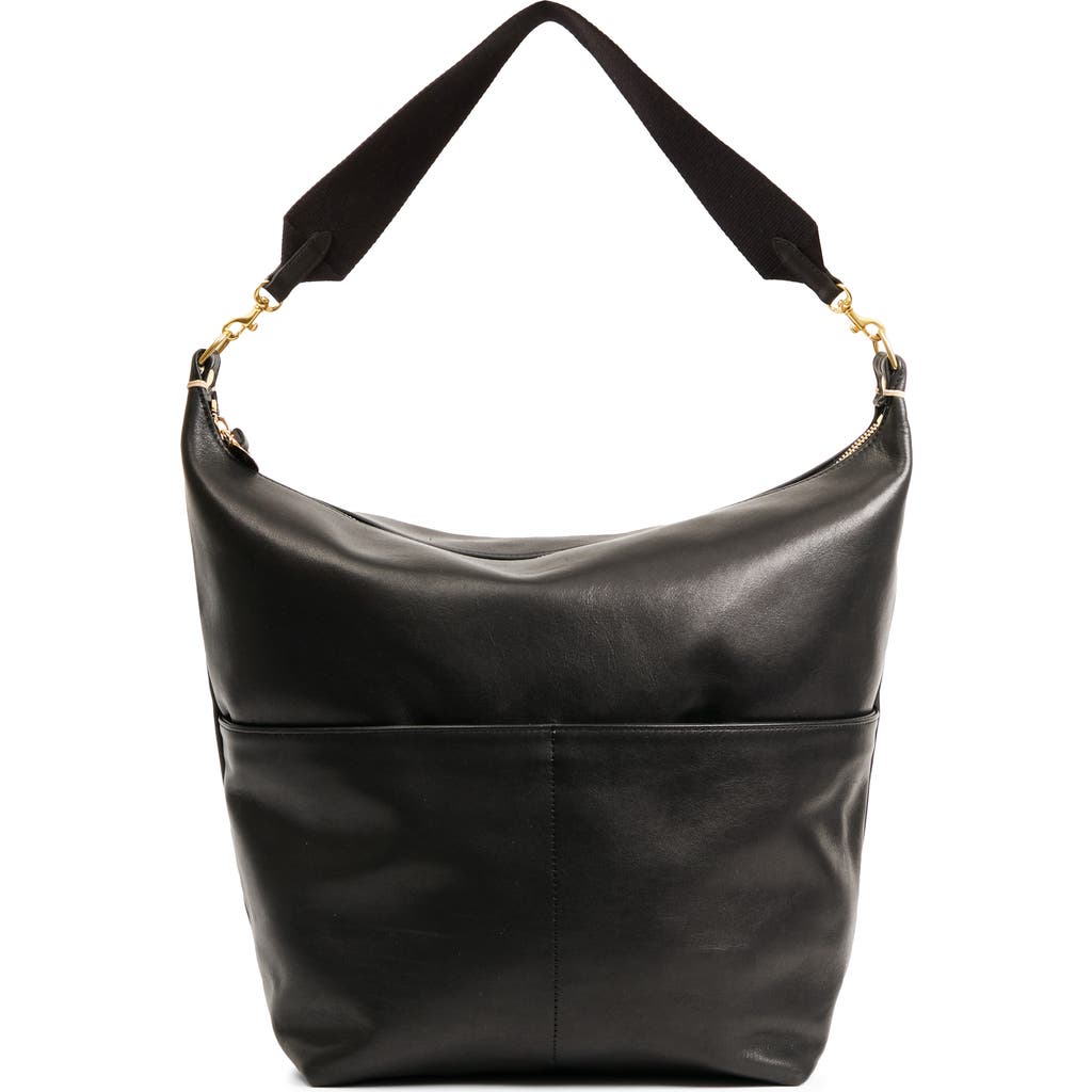 Clare V . Sophie Leather Hobo Bag In Black