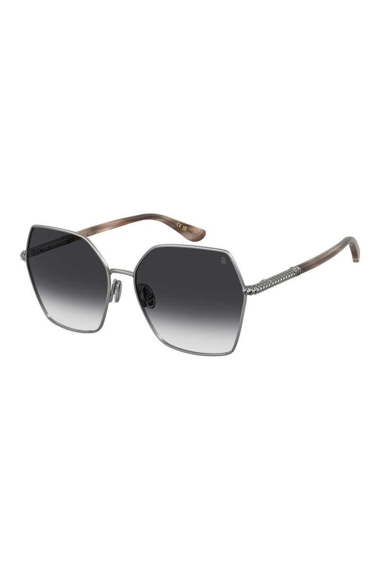60mm Gradient Square Sunglasses, Alternate, color, RUTHENIUM/ DARK GREY SF