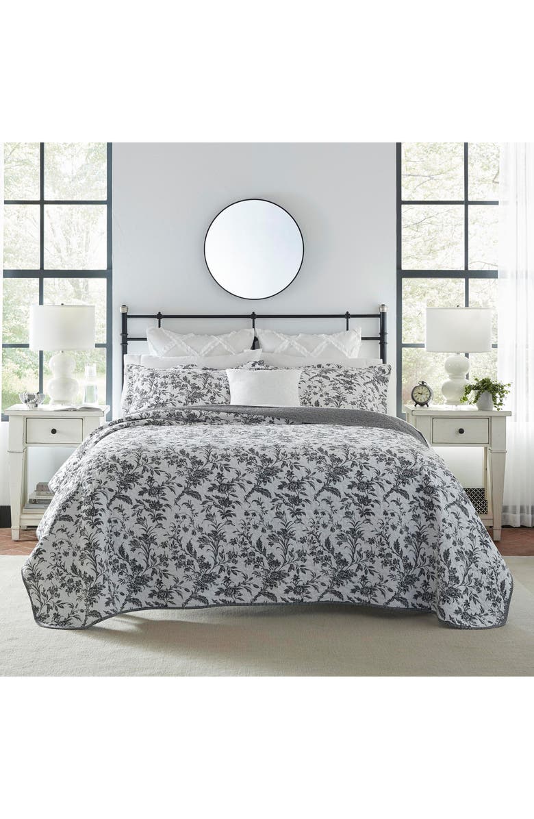 Laura Ashley Amberley Quilt & Sham Set, Alternate, color, Black White
